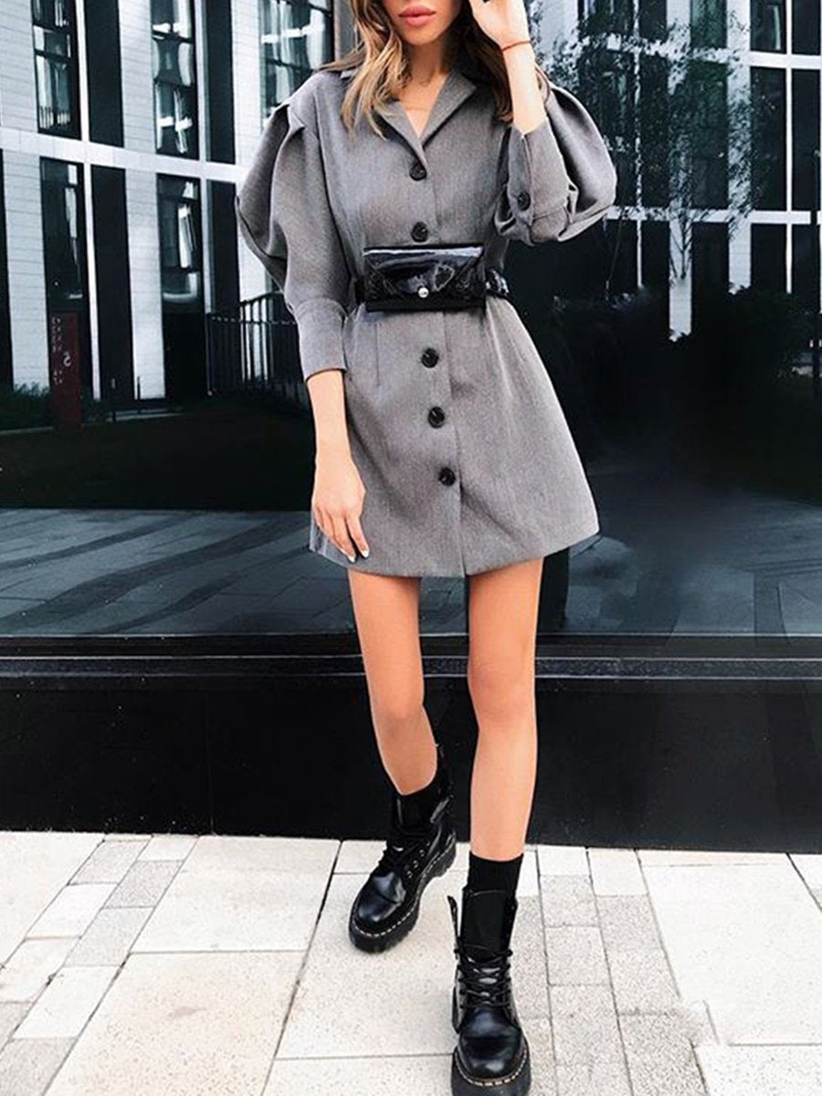 Suit Long Sleeve Lambskin Sleeve Dress