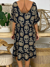 Load image into Gallery viewer, Skull Print Loose Deep V-Neck Short Sleeve Casual Dress