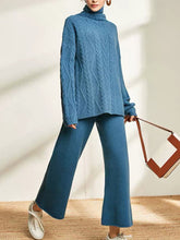 Load image into Gallery viewer, Loose Casual Turtleneck Long Sleeve Pants Two Piece Set