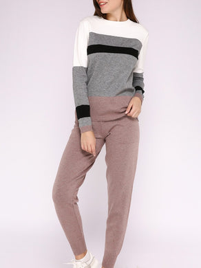 Knitted Sportswear Striped Wool Knit Suit