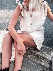 Cotton Solid Casual Boho Holiday Jumesuit with Pockets