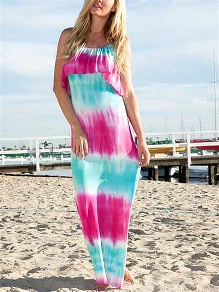 Bohemian Casual Loose Tie Dye Camisole Dress