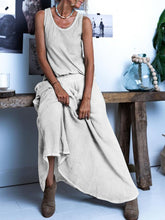 Load image into Gallery viewer, Round Neck Cotton Solid Sleeveless Maxi Dress