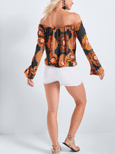 Load image into Gallery viewer, Flared Sleeve Printed Shoulder Top