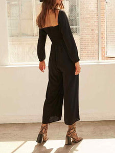 Sexy Solid Color Lapel Jumpsuits