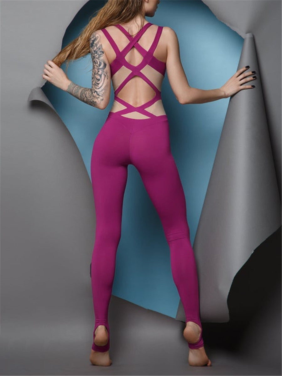 Sexy Backless Contrast Stitching Yoga Pants