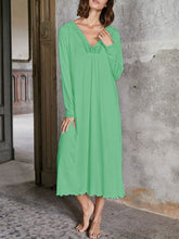 Load image into Gallery viewer, Beach Loose Long-Sleeved V-Neck Casual Dress