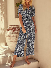 Load image into Gallery viewer, V-Neck Belt Polka Dot Printed Jumpsuit