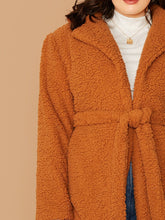 Load image into Gallery viewer, Plus Pocket Side Belted Teddy Coat