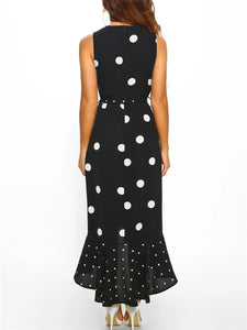 Sexy Deep V Polka Dot Pleated Dress