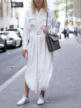 Load image into Gallery viewer, Casual Striped Long Sleeve Shirt Dress
