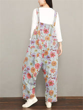 Load image into Gallery viewer, Fashion Casual Printed Loose Denim Jumpsuits
