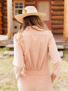 Fashion Casual Long Sleeve Buttoned Pocket Jumpsuit