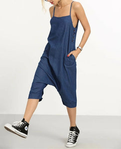 Casual Simple Loose Pocket Sling Jumpsuit