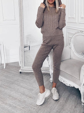 Hooded Knit Solid Set