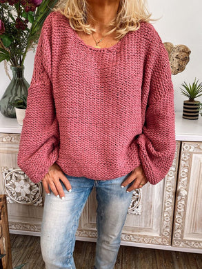 Large Size Autumn And Winter Solid Color Knit Top