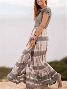 Romantic Bohemian Casual Loose Color Block Tie Dye Dress