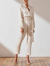 Load image into Gallery viewer, Simple Solid Color Collar Pocket Jumpsuits