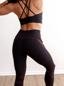 Women Mesh Patchwork Yoga Leggings High Waist Legging