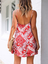 Load image into Gallery viewer, Low-neck Strap Print Mini Dress