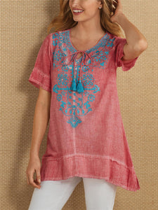 Bohemian Retro Casual Loose Soft Floral T-Shirt