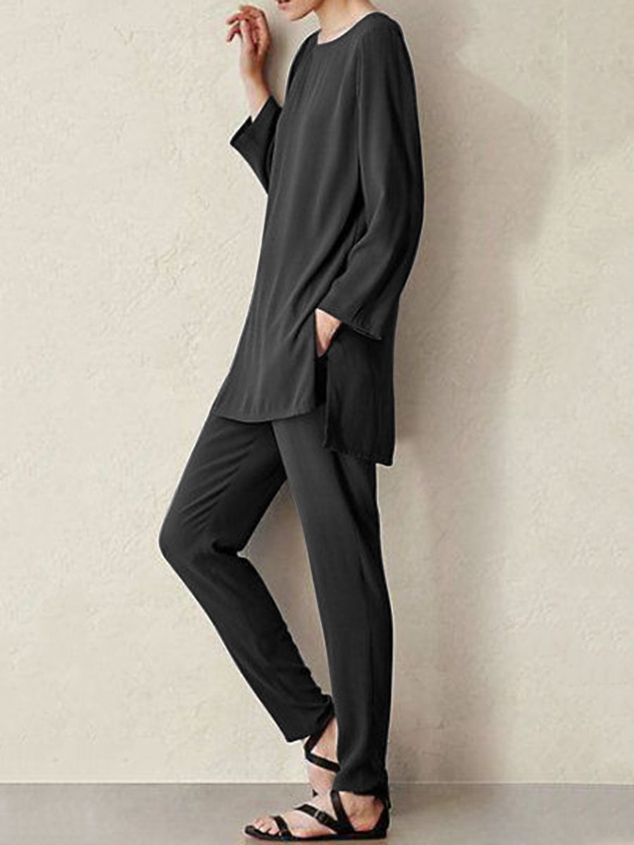 Casual Round Neck Long Loose Suit