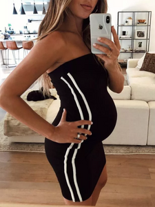 Solid Color Sexy Tube Top Maternity Dress