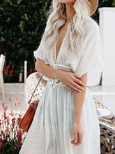 Load image into Gallery viewer, Short-sleeve V-neck Bohemian Dress