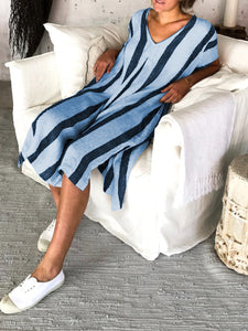 Simple Striped Long Casual Dress