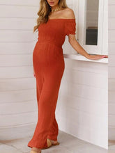 Load image into Gallery viewer, Maternity Commuting Boat Neck Off-Shoulder Sleeveless Jumpsuit