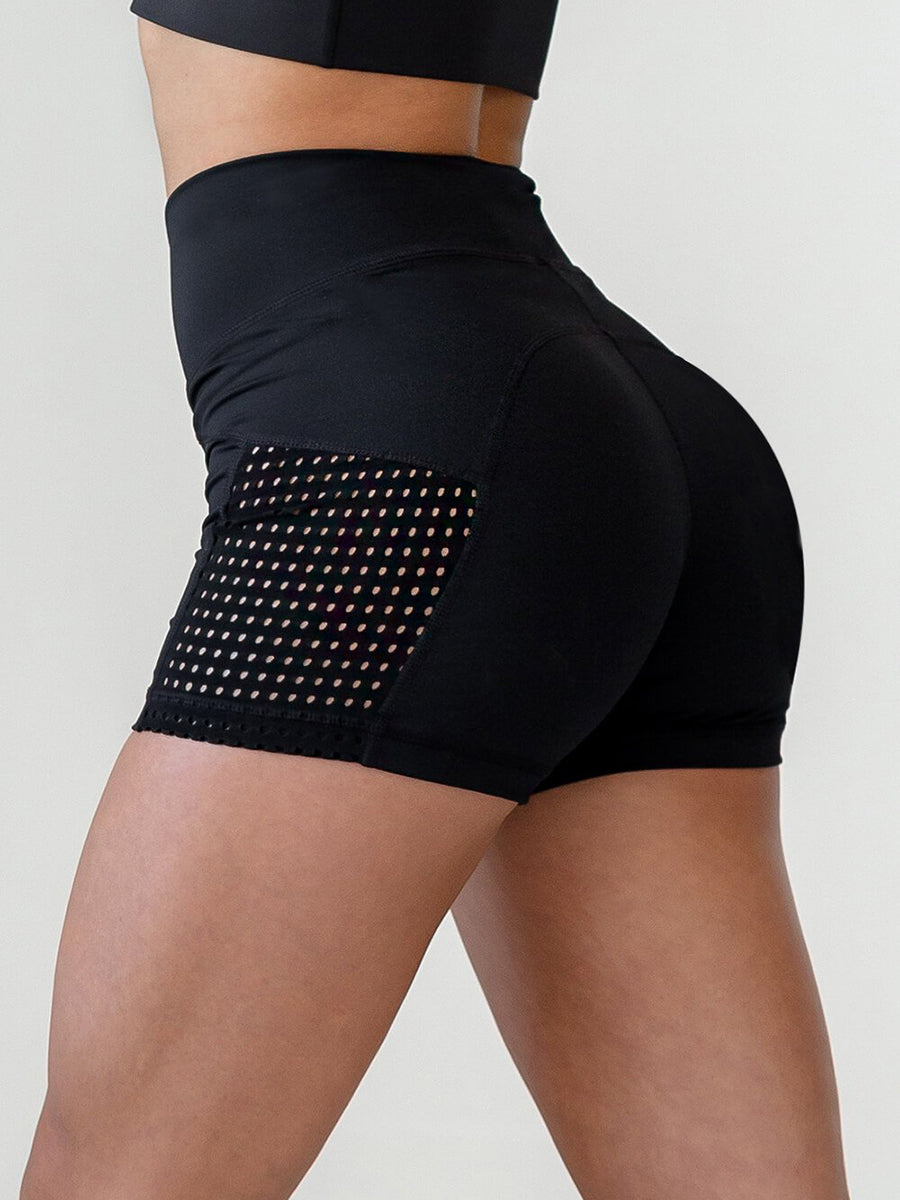 Women Sport Yoga Shorts Hollow High Waist Shorts