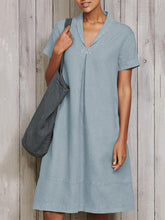 Load image into Gallery viewer, Paneled Solid Lapel Side Pockets Casual Midi Dress