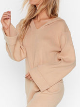 Load image into Gallery viewer, Hooded Solid Color Loose Casual Knit Two-Piece Suit