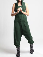 Load image into Gallery viewer, Casual Sleeveless Button Side Pocket Harem Pants Jumpsuit