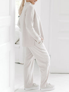 High Collar Knit Two-piece Suit