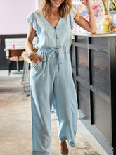 Load image into Gallery viewer, Cotton and Linen Casual Lace Jumpsuit