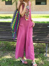 Load image into Gallery viewer, Cut Collar Sleeveless Pure Colour Jumpsuit