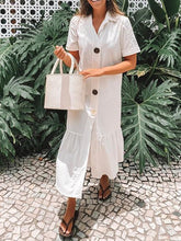 Load image into Gallery viewer, Paneled Plain Cotton Short Sleeve Maxi Dress