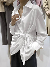 Load image into Gallery viewer, Fashion Solid Color Irregular Fold Collar Shirt