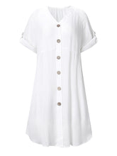 Load image into Gallery viewer, Cotton Linen Button Dress