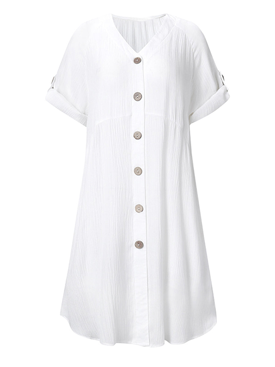 Cotton Linen Button Dress