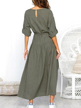 Load image into Gallery viewer, Maternity V-Neck Belt Tie Long Sleeve Side Split Splicing Long Dress