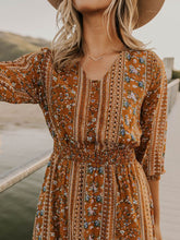 Load image into Gallery viewer, Stylish Bohemian Print V-Neck Cropped Sleeve Dress