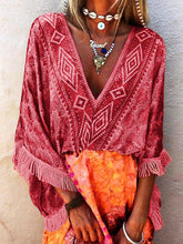 Load image into Gallery viewer, Women&#39;s V Neck Boho Tops Holiday Blouses