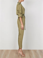 Load image into Gallery viewer, Simple Solid Color Collar Pocket Jumpsuits