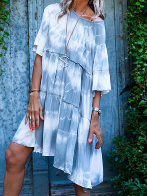 Mid Sleeve Printed Loose Dress