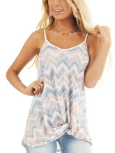 Load image into Gallery viewer, Spring and Summer Strap Printed Hem Knotted Top