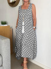 Load image into Gallery viewer, Sleeveless Dress with Polka Dot Square Collar Pocket