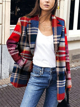 Load image into Gallery viewer, Autumn and winter fashion lapel checked print coat