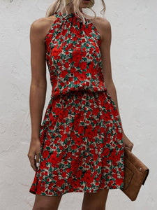 Boho Floral Printed Mini Dresses in Red